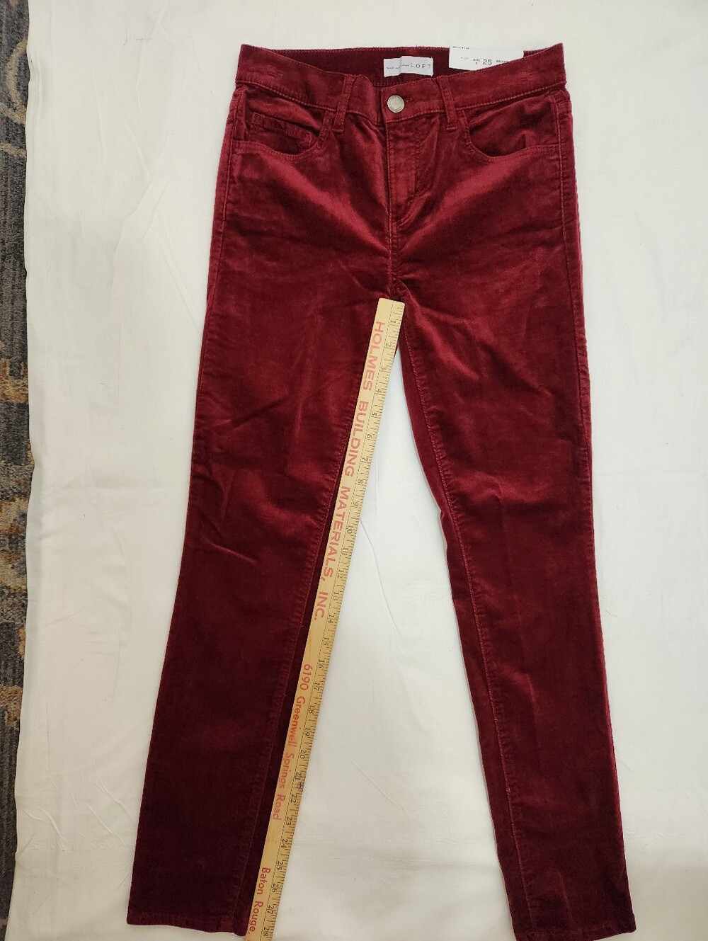 LOFT Burgundy Velvet Skinny Pants - Picture 7 of 8